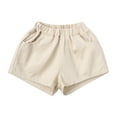 thumbnail image 1 of Odeerbi Toddler Boys Girls Summer Cotton Sport Shorts Solid Color Jogger Casual Elastic Waist Active Shorts Kids Fashion Cute Soft Pants Outdoors Home Wear Shorts 6 Months-7 Years Beige, 1 of 8