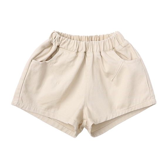 Odeerbi Toddler Boys Girls Summer Cotton Sport Shorts Solid Color Jogger Casual Elastic Waist Active Shorts Kids Fashion Cute Soft Pants Outdoors Home Wear Shorts 6 Months-7 Years Beige