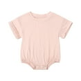 thumbnail image 1 of Odeerbi Toddler Boys Girls Summer Short Sleeve Romper Jumpsuit Cotton Baby Clothes Child's Jumpsuit Baby Botton Round Neck Cute Solid Color Shorts Bodysuits Pink, 1 of 8