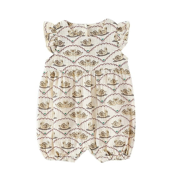 Odeerbi Toddler Boys Girls Summer Sleeveles Romper Jumpsuit Cotton Baby Clothes Child's Baby Botton Short Sleeve Round Neck Cute Solid Color Shorts Bodysuits Khaki