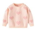 thumbnail image 1 of Odeerbi Toddler Boys Girls Sweater Cute Winter Thermal Knit Crewneck Sweater Children's Little Heart Sweet Knitted Sweater Toddler Clothes Pink, 1 of 8