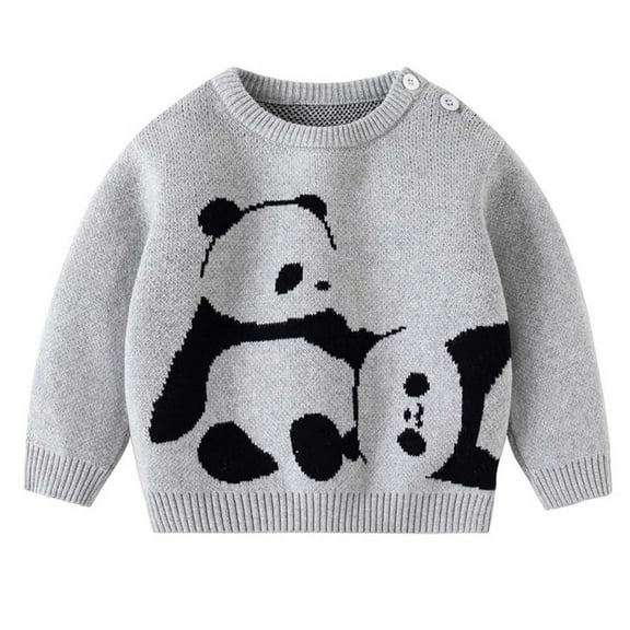 Odeerbi Toddler Boys Girls Sweater Cute Winter Thermal Knit Crewneck Sweater Children's Soft Cotton Outerwear Pullover Sweater Toddler Clothes Gray