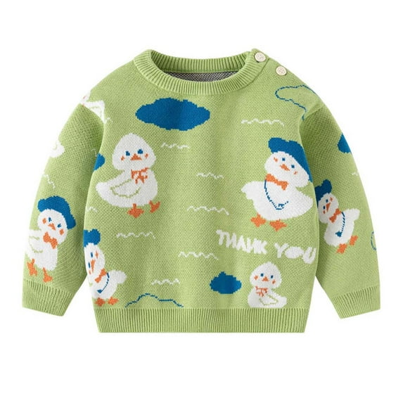 Odeerbi Toddler Boys Girls Sweater Cute Winter Thermal Knit Crewneck Sweater Children's Soft Cotton Outerwear Pullover Sweater Toddler Clothes Green