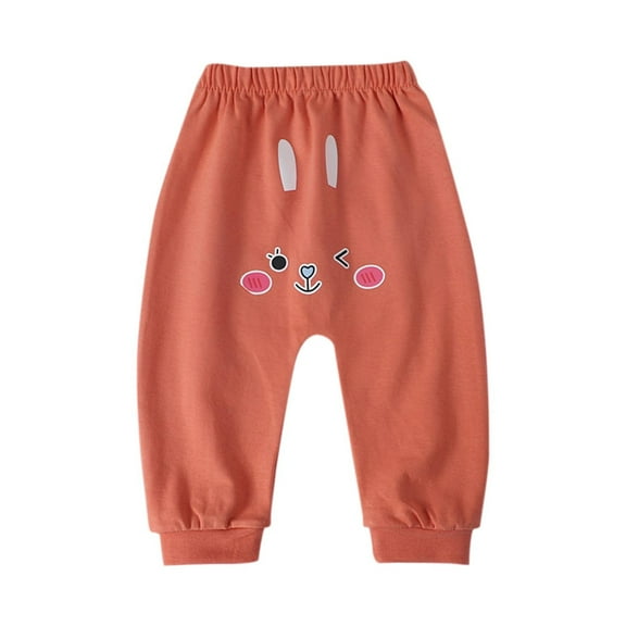 Odeerbi Toddler Boys Girls Sweatpants Cotton Jogger Pants Cartoon Printed Drop Crotch Pants Child's Baby Printed Long Workout Pants Athletic Pants Cute Pants Orange