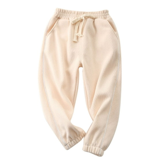 Odeerbi Toddler Boys Girls Sweatpants Cotton Sports Pants Toddler Baby Candy Color Solid Color Leggings 2025 Casual Kids Pants Beige 2-3 Years