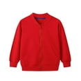 thumbnail image 1 of Odeerbi Toddler Boys Girls Sweatshirt Full Zip Sports Jacket Children's Winter Warm Solid Color Long Sleeves Round Neck Coat Red, 1 of 3