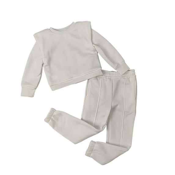 Odeerbi Toddler Boys Girls Sweatshirt Kids Two Piece Tracksuits Set Solid Color Crewneck 2025 Long Sleeve Sweatshirts Elastic Waistband Pants Orange