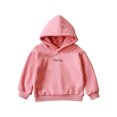 thumbnail image 1 of Odeerbi Toddler Boys Girls Sweatshirt Newborn Infant Baby Hooded Letter Solid Thick Coat Sweatshirt Pullover Pink, 1 of 4