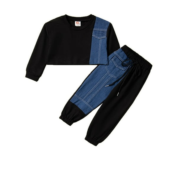 Odeerbi Toddler Boys Girls Sweatsuits Fall Winter Two Piece Outfits Set Long Sleeve Round Neck Sweatshirt Casual Jogger Pants Baby Sport Tracksuit Black