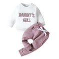 thumbnail image 1 of Odeerbi Toddler Boys Girls Sweatsuits Spring Fall Cotton Outfits Set Long Sleeve Sweatshirt Sweatpants Two-piece Set Baby Clothes Sports Tracksuit Purple, 1 of 7