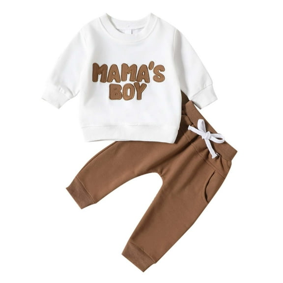 Odeerbi Toddler Boys Girls Sweatsuits Spring Fall Cotton Outfits Set Long Sleeve Sweatshirt Sweatpants Two-piece Set Baby Clothes Sports Tracksuit Brown