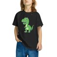 thumbnail image 1 of Odeerbi Kids Boys Girls T-shirt Dinosaur Print Short Sleeve Cotton Tee Tops Kids Fashion Cute Round Neck Cartoon Print Tees Black, 1 of 5