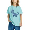 thumbnail image 1 of Odeerbi Kids Boys Girls T-shirt Dinosaur Print Short Sleeve Cotton Tee Tops Kids Fashion Cute Round Neck Cartoon Print Tees Blue, 1 of 5