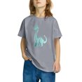 thumbnail image 1 of Odeerbi Kids Boys Girls T-shirt Dinosaur Print Short Sleeve Cotton Tee Tops Kids Fashion Cute Round Neck Cartoon Print Tees Gray, 1 of 5