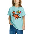thumbnail image 1 of Odeerbi Toddler Boys Girls T-shirt Dinosaur Print Short Sleeve Cotton Tee Tops Kids Fashion Cute Round Neck Cartoon Print Tees Light Blue, 1 of 5