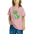 thumbnail image 1 of Odeerbi Kids Boys Girls T-shirt Dinosaur Print Short Sleeve Cotton Tee Tops Kids Fashion Cute Round Neck Cartoon Print Tees Pink, 1 of 5