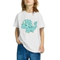 thumbnail image 1 of Odeerbi Kids Boys Girls T-shirt Dinosaur Print Short Sleeve Cotton Tee Tops Kids Fashion Cute Round Neck Cartoon Print Tees White, 1 of 5