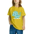 thumbnail image 1 of Odeerbi Kids Boys Girls T-shirt Dinosaur Print Short Sleeve Cotton Tee Tops Kids Fashion Cute Round Neck Cartoon Print Tees Yellow, 1 of 5