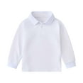 thumbnail image 1 of Odeerbi Kids Boys Girls T-shirt Lapel Collar Long Sleeve Cotton Tee Tops Children's Fall Winter Basic Layering T-shirt Solid Color Base Layer White, 1 of 7