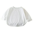 thumbnail image 1 of Odeerbi Toddler Boys Girls T-shirt Long Sleeve Cotton Tee Tops Kids Fashion Fall Winter Basic Layering T-shirt Cute Round Neck Solid Color Base Layer White, 1 of 1