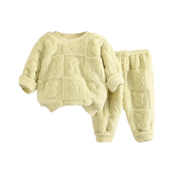 Odeerbi Toddler Boys Girls Thermal Pajamas Set Kids 2025 Long Sleeve jammies Young Children Hooded Snowsuit Polyester Rompers Infant Suits Winter Warm Outfits Green 3-5 Years