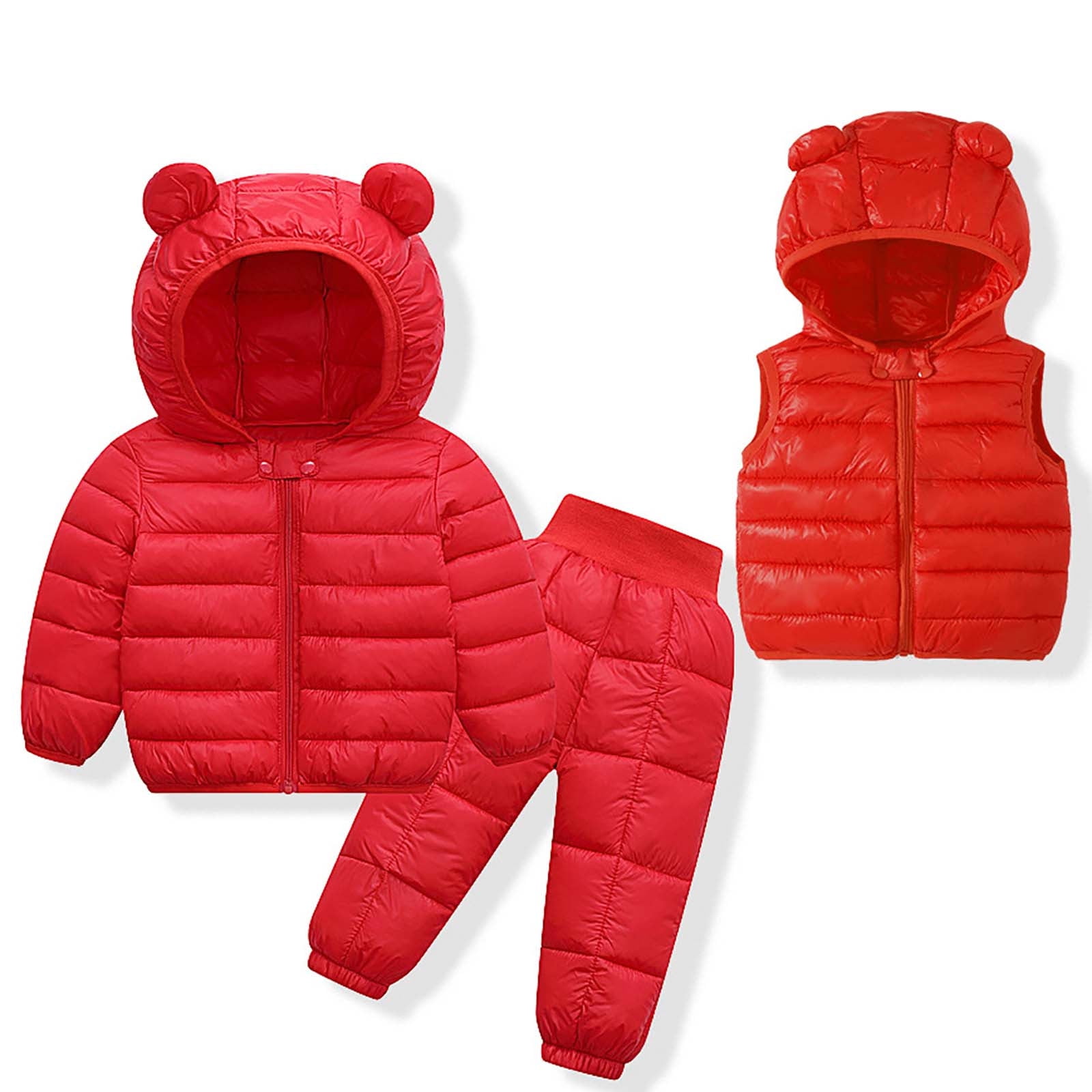 Boys Girls Snowsuits One-piece Padded Jackets Kids Hooded Coats Quilted Warm Jacket Windproof Puffer Softshell Coat Unisex Soft Long Sleeve Outerwear Jumpsuits Snowsuits For 2-5 Years Ski - View #3