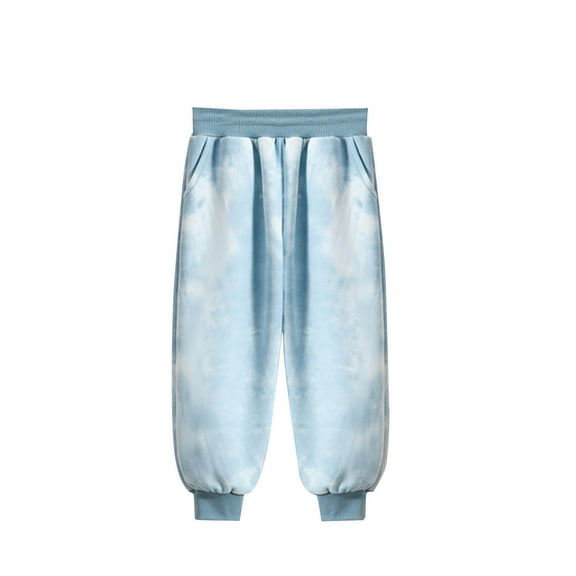 Odeerbi Toddler Boys Girls Tie-dye Sweatpants Cotton Jogger Pants Child's Baby Long Workout Pants Cute Athletic Pants Light Blue