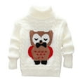 thumbnail image 1 of Odeerbi Toddler Boys Girls Turtleneck Sweater Winter Thermal Cable Knit Sweater 1-12 Years Children's Owl Print Loose Sweater Long Sleeve Sweater Toddler Clothes White, 1 of 4
