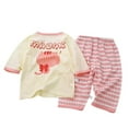 thumbnail image 1 of Odeerbi Toddler Boys Girls Two Piece Outfits Cotton Summer Clothes Baby Children's Winter Cute Print Short Sleeve T-shirt Striped Pants Home Clothes Suit Pink, 1 of 6