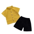 thumbnail image 1 of Odeerbi Toddler Boys Girls Two Piece Outfits Cotton Summer Clothes Short Sleeve T-shirt Shorts Baby Clothes Set Yellow, 1 of 1