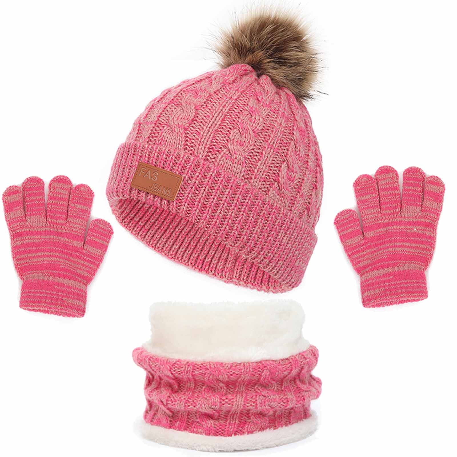 Odeerbi Toddler Boys Girls Winter Beanie Hat Neck Warmer 