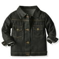 thumbnail image 1 of Odeerbi Toddler Boys Girls Winter Coat Denim Jacket Warm Outerwear Overcoat Loose Type Jacket Children's Denim Clothing Casual Cardigan Black, 1 of 6