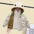 thumbnail image 1 of Odeerbi Toddler Boys Girls Winter Coat Fleece Lined Quilted Puffer Jacket Thermal Padded Coats Long Sleeve Hooded Down Coat Kids Outdoor Bear Ear Outerwear Toddler Clothes White, 1 of 7