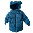 thumbnail image 1 of Odeerbi Toddler Boys Girls Winter Coat Quilted Puffer Jacket Thermal Padded Coats Kids Solid Color Hooded Jacket Cotton Thick Velvet Zipper Outerwear Toddler Clothes Navy, 1 of 4