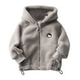 thumbnail image 1 of Odeerbi Toddler Boys Girls Winter Fleece Coat 2025 Fashion Solid Color Cute Plush Thickening Keep Warm Zipper Hooded Coat Gray 5-6 Years, 1 of 4