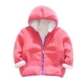 thumbnail image 1 of Odeerbi Toddler Boys Girls Winter Fleece Lined Jacket 2024 Fashion Solid Color Cute Keep Warm Plush Thickening Zipper Hoodie Coat Pink 5-6 Years, 1 of 9
