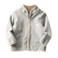 thumbnail image 1 of Odeerbi Toddler Boys Girls Winter Fleece Lined Jacket Fashion Solid Color Cute Keep Warm Thickening Plush Zipper Coat Gray 18-24 Months, 1 of 4