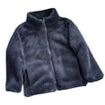 thumbnail image 1 of Odeerbi Toddler Boys Girls Winter Fleece Lined Jacket Fashion Children Comfortable Casual Zipper Stand Collar Solid Color Cardigan Long Sleeve Outwear Navy 5-6 Years, 1 of 3