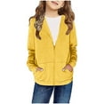 thumbnail image 1 of Odeerbi Toddler Boys Girls Winter Fleece Lined Jacket Kids Toddler Hoodie Outwear Long Sleeve Pullover Sweatshirt Casual Top Teen Girl Clothes Coat with Pocket Yellow 5-6 Years, 1 of 5