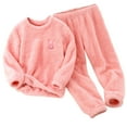 thumbnail image 1 of Odeerbi Toddler Boys Girls Winter Fleece Pajamas Kids Rabbit Plush Thermal Warm Sleepwear Fall Winter 2 Piece Loungewear Pajama Set Pink, 1 of 4