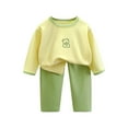thumbnail image 1 of Odeerbi Toddler Boys Girls Winter Fleece Pajamas Plush Thermal Warm Sleepwear Baby Kids Cartoon Print Long Sleeve Thickening 2 Piece Loungewear Set Home Wear Clothes PJs Suit Mint Green, 1 of 3