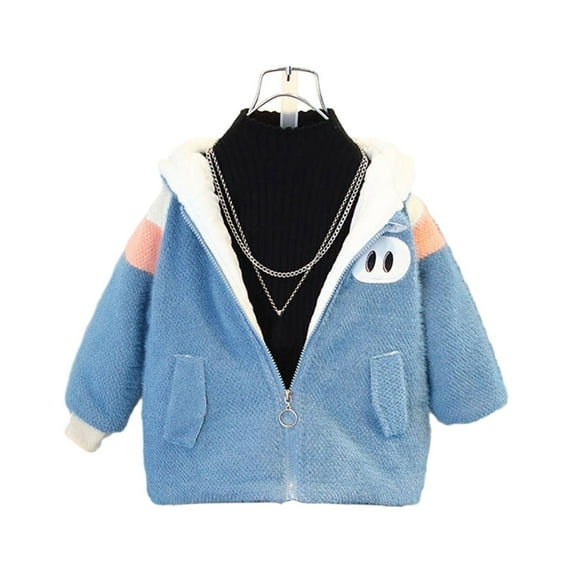 Odeerbi Toddler Boys Girls Winter Hooded Padded Coat Young Children Clothes Soft Warm Pajamas Holiday Birthday Gift Blue 3-4 Years