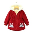 thumbnail image 1 of Odeerbi Toddler Boys Girls Winter Hooded Padded Coat Young Children Clothes Soft Warm Pajamas Holiday Birthday Gift Red 4-5 Years, 1 of 6
