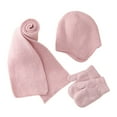 thumbnail image 1 of Odeerbi Toddler Boys Girls Winter Knitted Beanie Hat Scarf Gloves Set Children Knit Hat Warm Scarf Gloves Three Piece Thickened Pullover Hat Pink One Size, 1 of 8