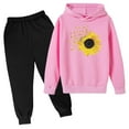 thumbnail image 1 of Odeerbi Toddler Boys Girls Winter Outfits Cartoon Print Sweatsuits Children Fashion Casual Long Sleeve Sunflower Print Hoodies Sweatpants Tracksuit Set Pink, 1 of 1