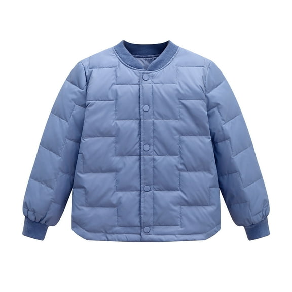 Odeerbi Toddler Boys Girls Winter Padded Coat Toddler Baby Kids Winter Windproof Coat Cute Solid Color 2025 Long Sleeve Thickening Jacket Blue 4-5 Years