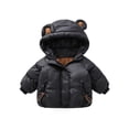 thumbnail image 1 of Odeerbi Toddler Boys Girls Winter Padded Coat Winter Warm Sports Tops Jacket Outerwear Letter Bear Ears Coats Hooded Coat Black 1-2 Years, 1 of 4