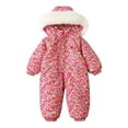 thumbnail image 1 of Odeerbi Toddler Boys Girls Winter Snowsuit Warm Hooded Puffer Jacket Onesie Jumpsuit Children's Ski Suit Baby Climbing Suit Outside Wear Red, 1 of 1