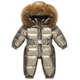 thumbnail image 1 of Odeerbi Toddler Boys Girls Winter Snowsuit Warm Hooded Puffer Jacket Onesie Jumpsuit Childrens Ski Sui Down Jackets Outdoor Skiing Jackets Thick Jumpsuits Gold, 1 of 5