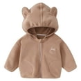 thumbnail image 1 of Odeerbi Toddler Boys Girls Winter Thermal Jacket Coat Bear Hooded Outerwear 6 Months-6 Years Children's Printed Zipper Jacket Warm Ear Hooded Jacket Long Sleeve Casual Jacket Khaki, 1 of 3